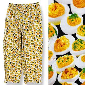 Deviled Egg‎ Pants Pajama PJs Chef Loungewear Elastic Waist Funny Foodie Novelty